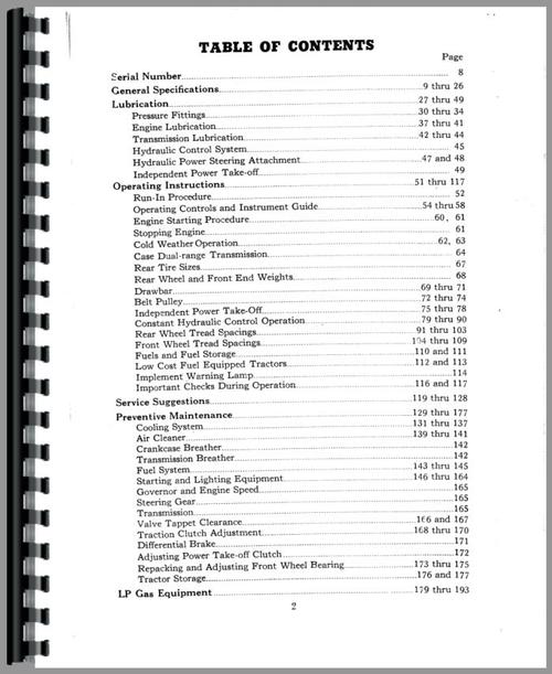 Operators Manual for Case 700 Tractor Sample Page From Manual