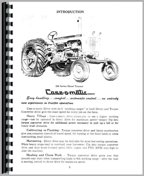 Operators Manual for Case 730 Tractor Sample Page From Manual