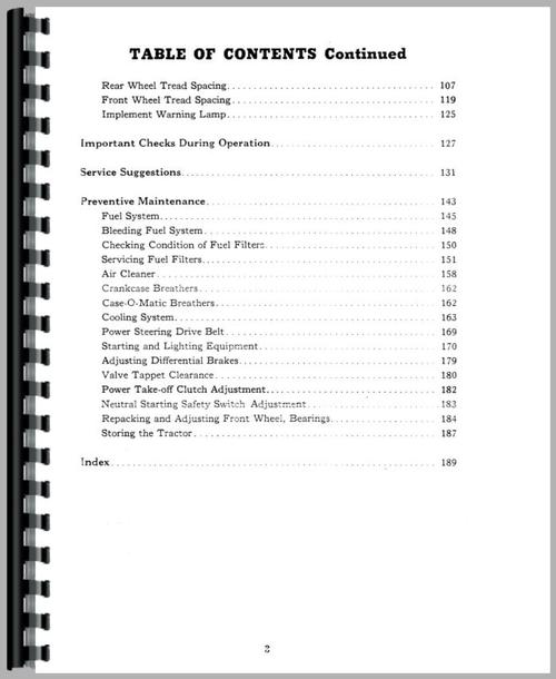 Operators Manual for Case 731 Tractor Sample Page From Manual