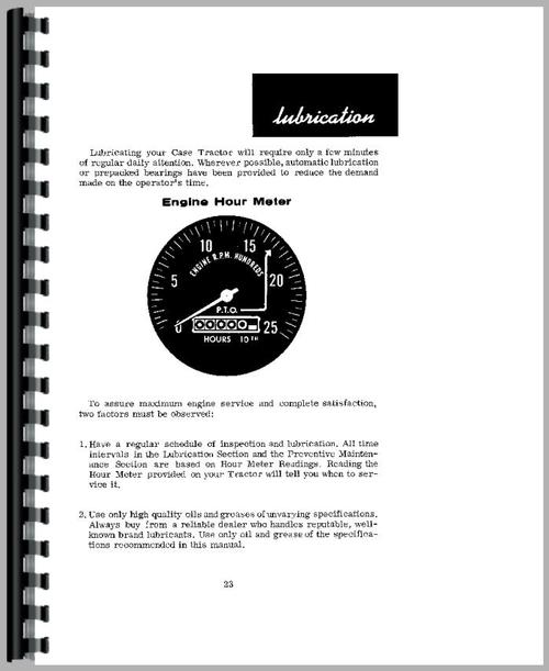 Operators Manual for Case 831 Tractor Sample Page From Manual