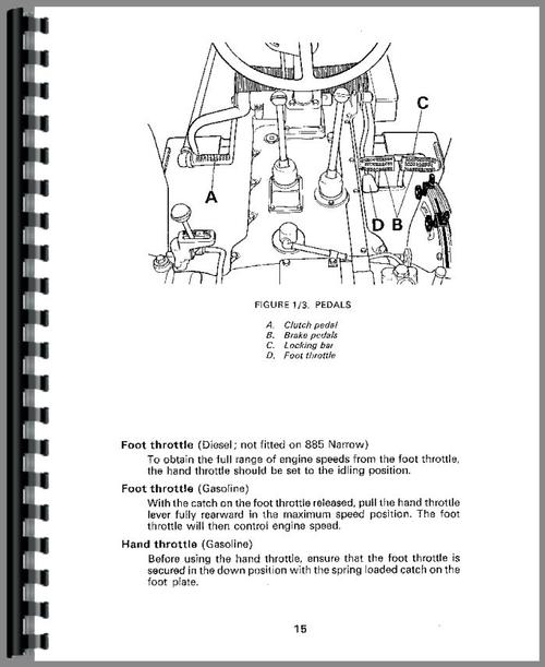 Operators Manual for Case 885 Tractor Sample Page From Manual