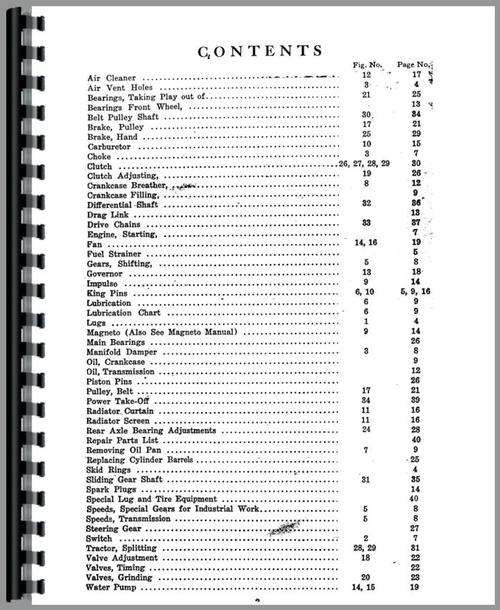 Operators Manual for Case C Tractor Sample Page From Manual