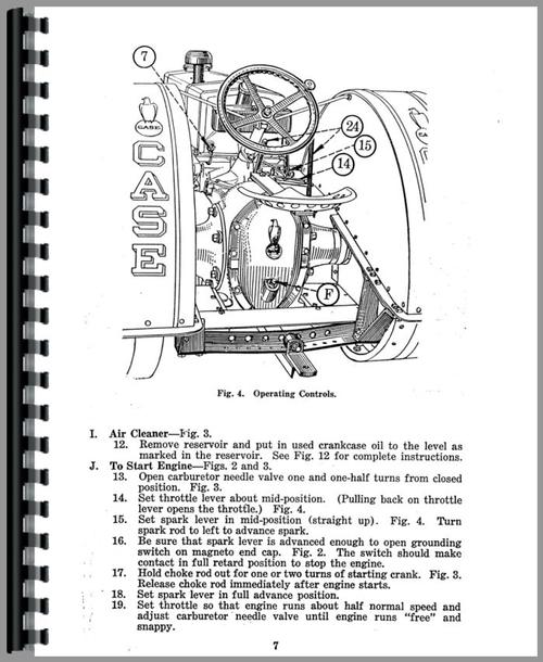 Operators Manual for Case C Tractor Sample Page From Manual