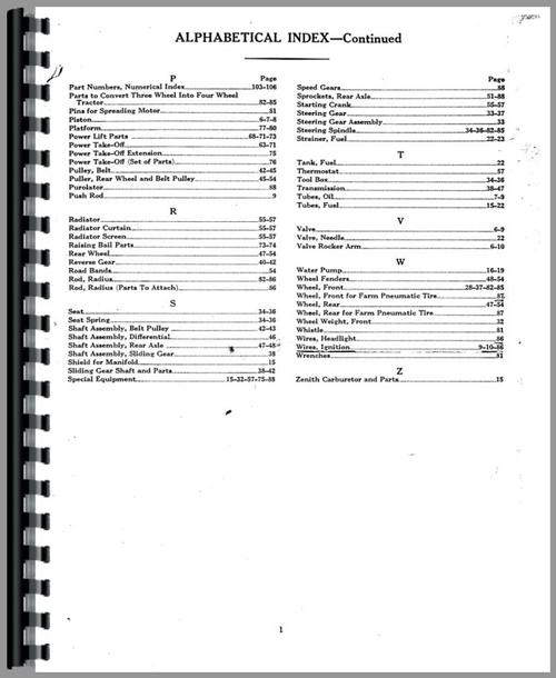 Parts Manual for Case CC Tractor Sample Page From Manual