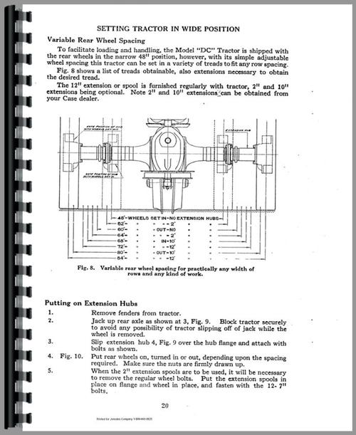 Operators Manual for Case DC Tractor Sample Page From Manual