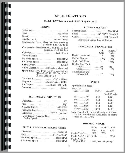 Service Manual for Case LA Tractor Sample Page From Manual