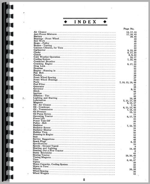 Operators Manual for Case S Tractor Sample Page From Manual