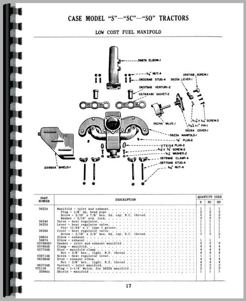 Parts Manual for Case S Tractor Sample Page From Manual