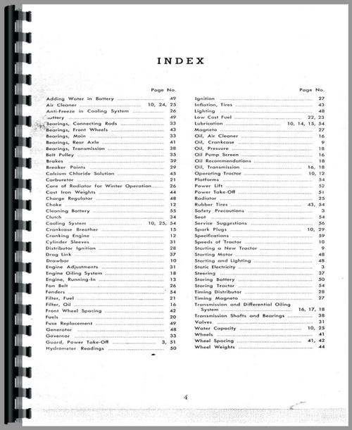 Operators Manual for Case VAC Tractor Sample Page From Manual