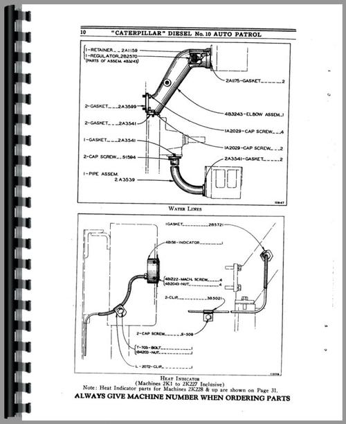 Parts Manual for Caterpillar 10 Grader Sample Page From Manual