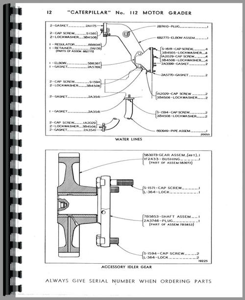 Parts Manual for Caterpillar 112 Grader Sample Page From Manual