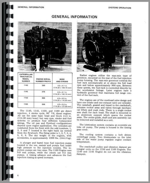 Service Manual for Caterpillar 1140 Engine Sample Page From Manual