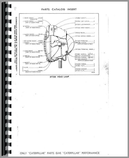 Parts Manual for Caterpillar 12 Grader Sample Page From Manual
