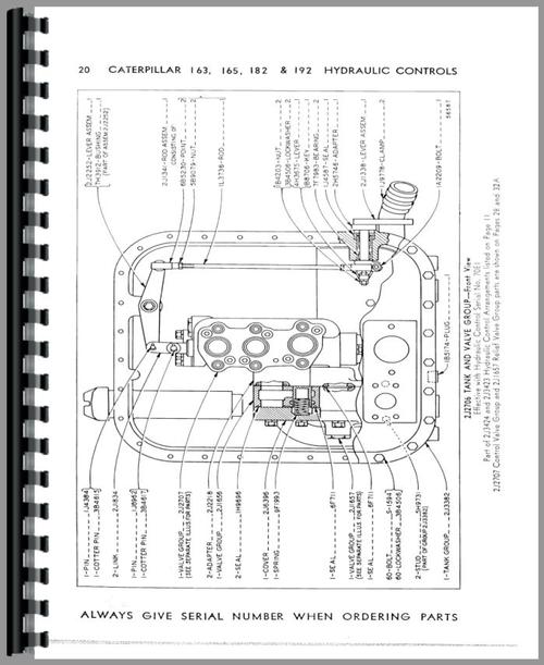 Parts Manual for Caterpillar 163 Hydraulic Control Attachment Sample Page From Manual