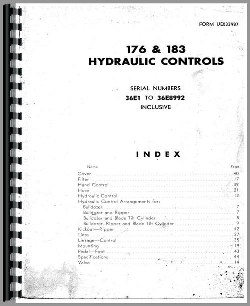 Parts Manual for Caterpillar 183 Hydraulic Control Attachment Sample Page From Manual