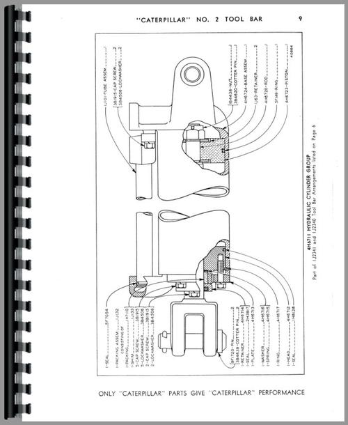 Parts Manual for Caterpillar 2 Tool Bar Attachment Sample Page From Manual