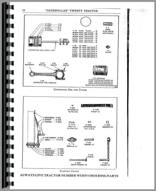 Parts Manual for Caterpillar 20 Crawler Sample Page From Manual