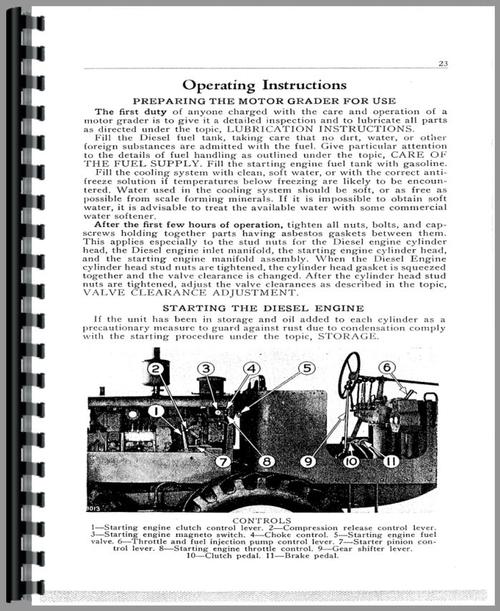 Operators Manual for Caterpillar 212 Grader Sample Page From Manual