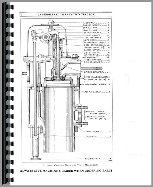 Parts Manual for Caterpillar 22 Crawler Sample Page From Manual