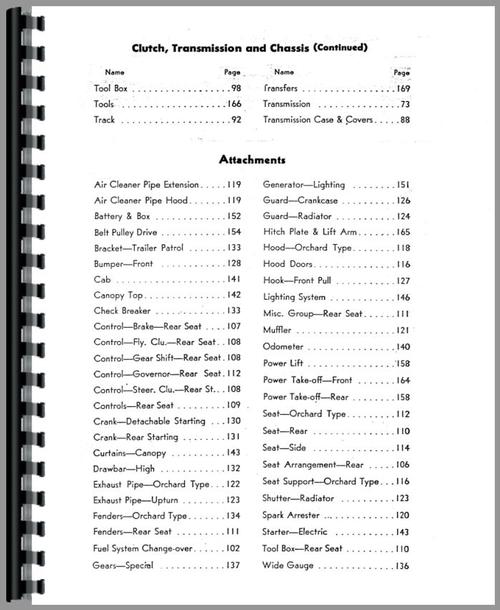 Parts Manual for Caterpillar 22 Crawler Sample Page From Manual