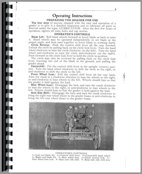 Operators Manual for Caterpillar 22 Grader Sample Page From Manual