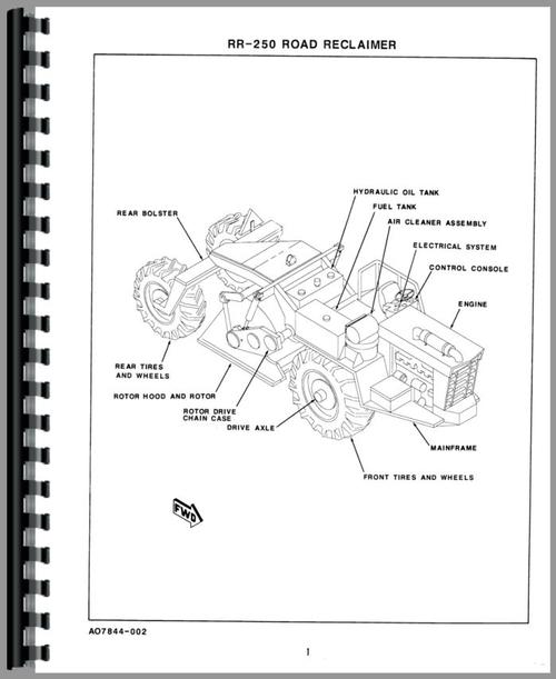 Parts Manual for Caterpillar 250 Road Reclaimer Sample Page From Manual