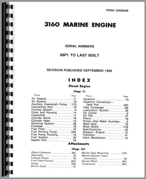 Parts Manual for Caterpillar 3160 Engine Sample Page From Manual