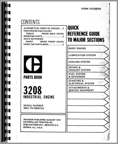 Parts Manual for Caterpillar 3208 Engine Sample Page From Manual