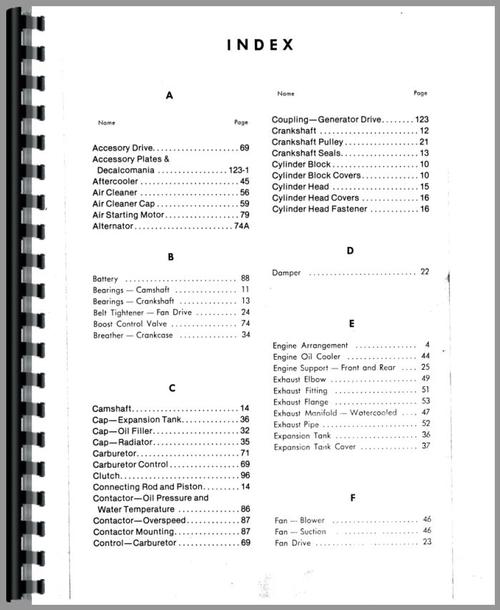 Parts Manual for Caterpillar 3306 Engine Sample Page From Manual