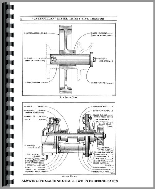 Parts Manual for Caterpillar 35 Crawler Sample Page From Manual