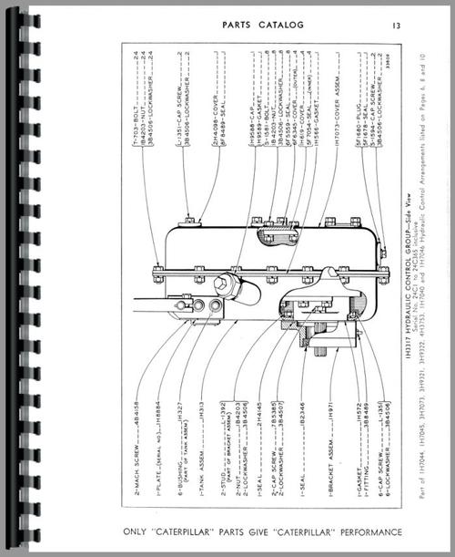 Parts Manual for Caterpillar 41 Hydraulic Control Attachment Sample Page From Manual