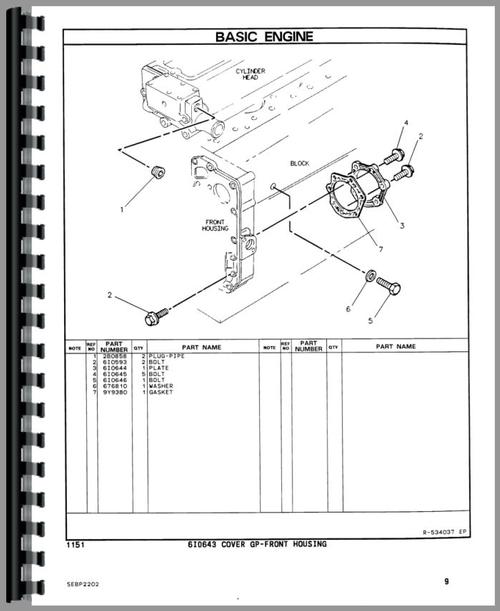 Parts Manual for Caterpillar 416B Tractor Loader Backhoe Sample Page From Manual