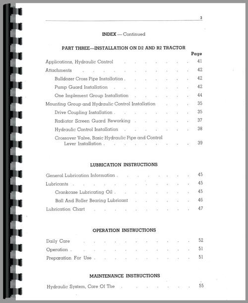 Operators Manual for Caterpillar 44 Hydraulic Control Attachment Sample Page From Manual