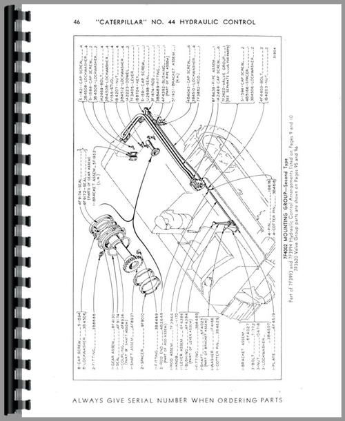 Parts Manual for Caterpillar 44 Hydraulic Control Attachment Sample Page From Manual