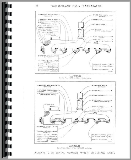 Parts Manual for Caterpillar 6 Traxcavator Sample Page From Manual