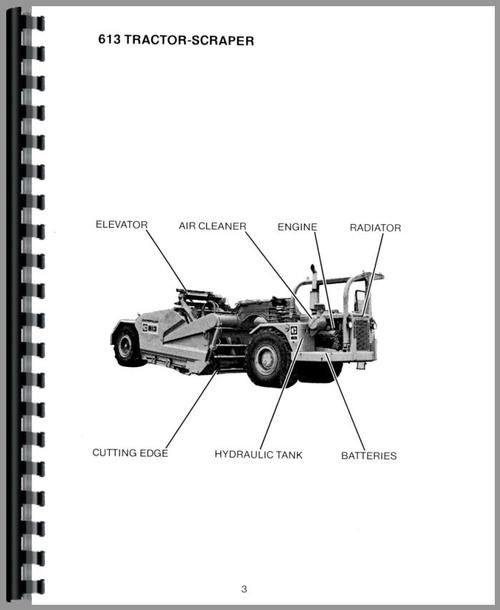 Operators Manual for Caterpillar 613 Tractor Scraper Sample Page From Manual