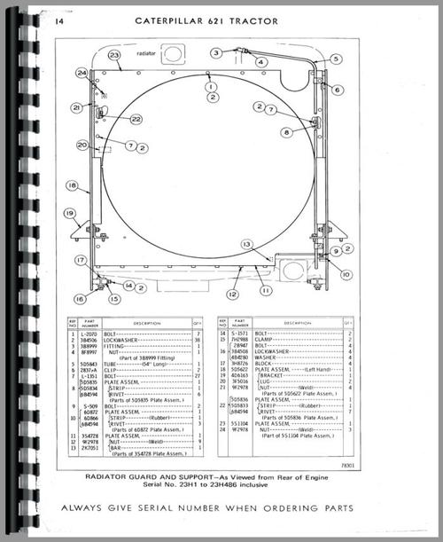 Parts Manual for Caterpillar 621 Tractor Scraper Sample Page From Manual