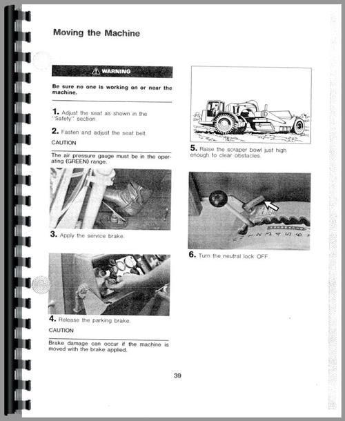 Operators Manual for Caterpillar 621B Tractor Scraper Sample Page From Manual