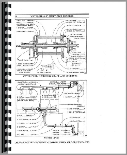 Parts Manual for Caterpillar 65 Crawler Sample Page From Manual