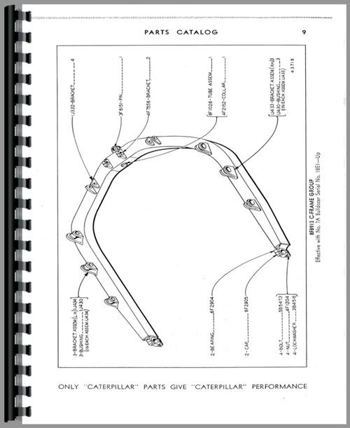 Parts Manual for Caterpillar 7A Bulldozer Attachment Sample Page From Manual