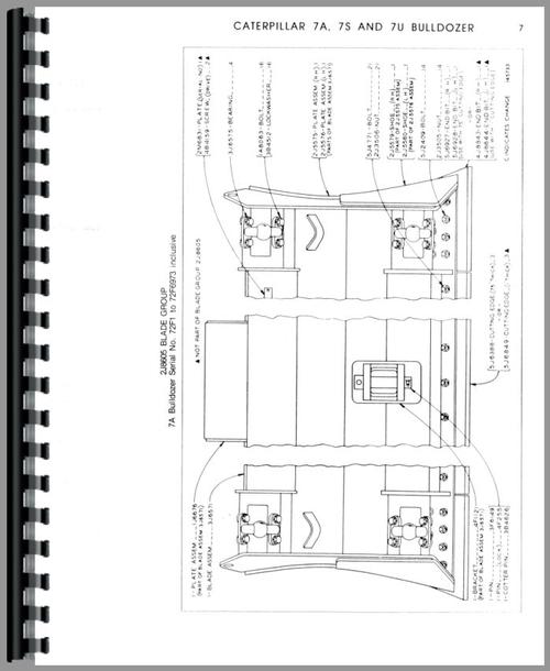Parts Manual for Caterpillar 7U Bulldozer Attachment Sample Page From Manual