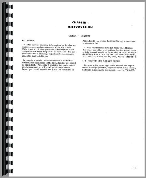 Parts Manual for Caterpillar 830MB Tractor Dozer Sample Page From Manual