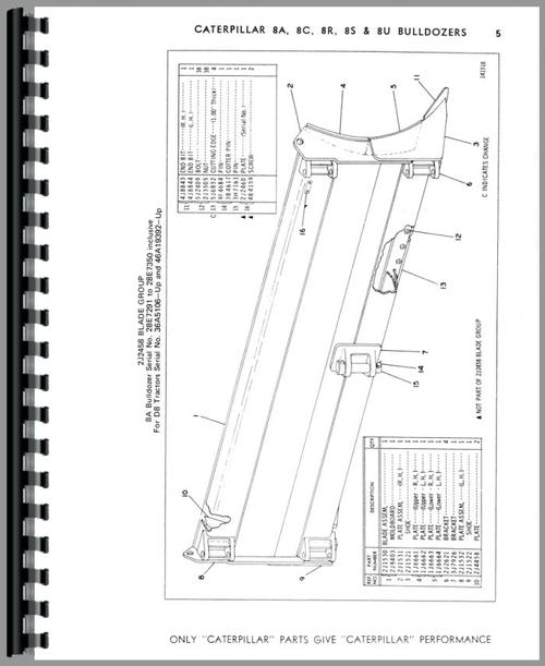 Parts Manual for Caterpillar 8C Bulldozer Attachment Sample Page From Manual