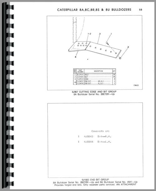 Parts Manual for Caterpillar 8R Bulldozer Attachment Sample Page From Manual