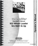 Operators Manual for Caterpillar 922 Wheel Loader