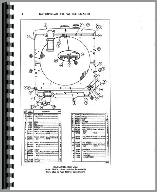Parts Manual for Caterpillar 930 Wheel Loader Sample Page From Manual