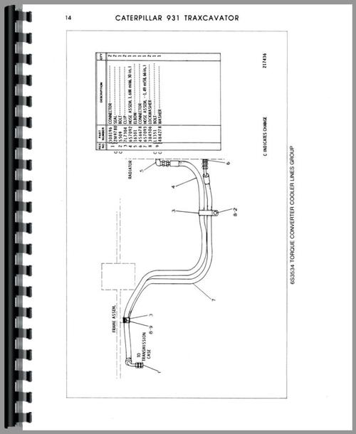 Parts Manual for Caterpillar 931 Traxcavator Sample Page From Manual