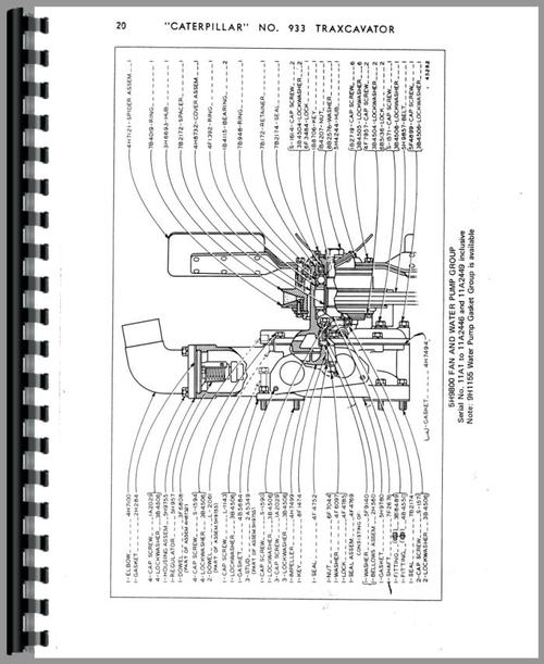 Parts Manual for Caterpillar 933 Traxcavator Sample Page From Manual
