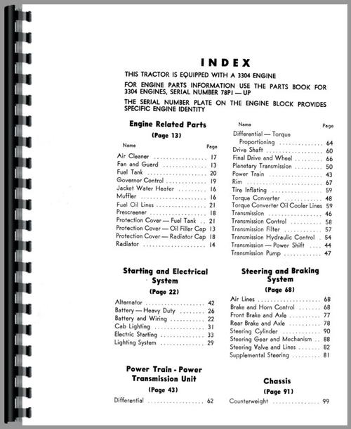 Parts Manual for Caterpillar 950 Wheel Loader Sample Page From Manual
