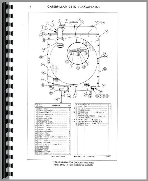 Parts Manual for Caterpillar 951C Traxcavator Sample Page From Manual